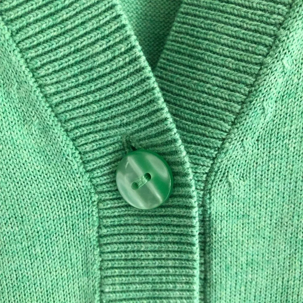 J. Jill Cardigan Organic Cotton Green V-Neck Sweater Large - Picture 5 of 11